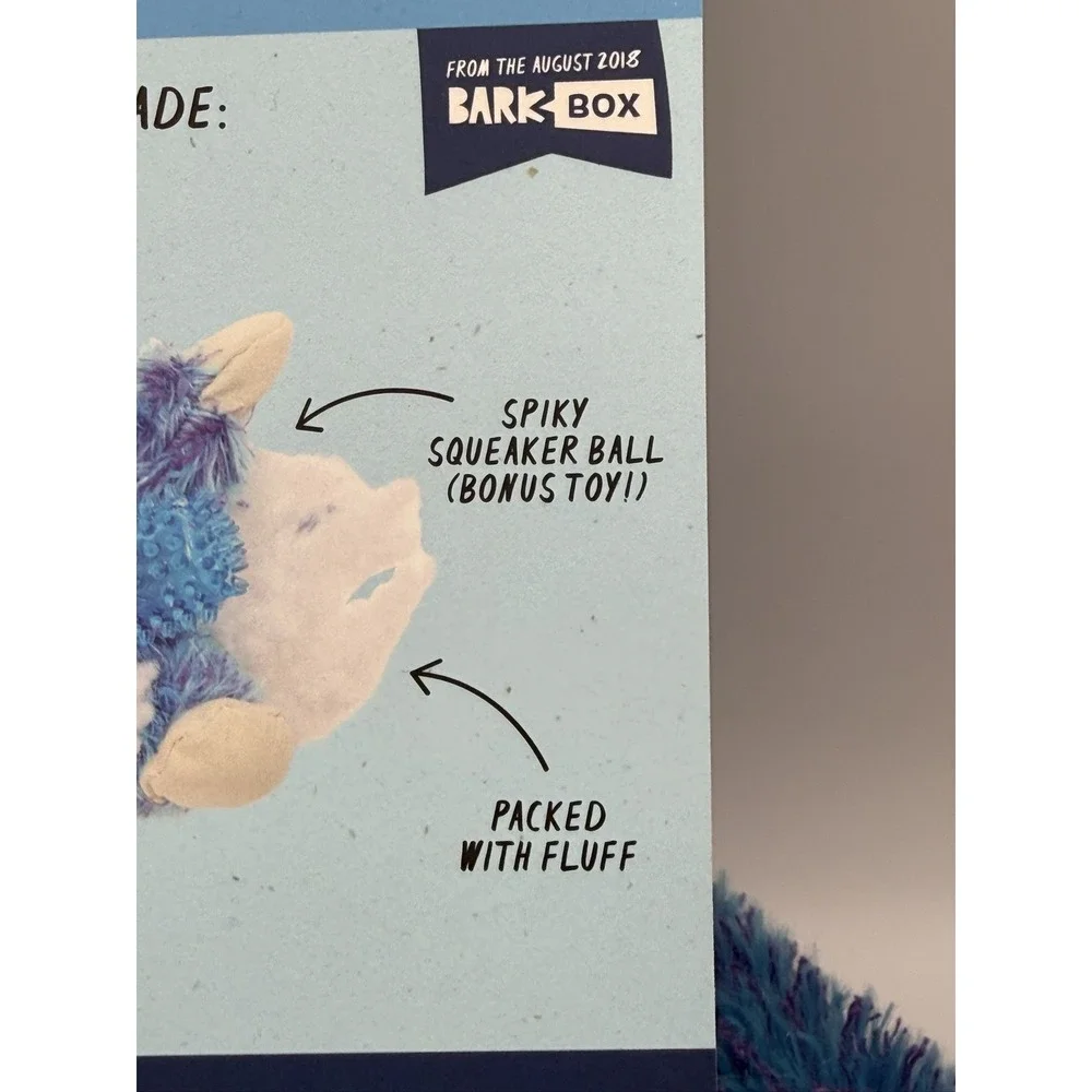 BarkBox Zeke the Cheeky Monkey Dog Toy Squeaky Plush Spiky Ball Whip-n-Flip